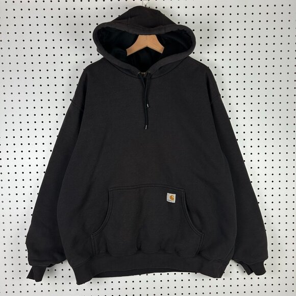 Carhartt Vintage Waffle Lined Hoodie XXL Jacket Vintage Dark Brown Weave Work - Picture 1 of 8
